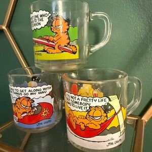 Garfield - McDonalds 1987 - Glass Mugs Set - Cartoon Comic Strip Art